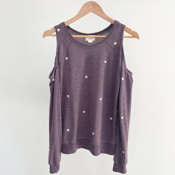 David Lerner Tops - David Lerner Purple Cold Shoulder Sweatshirt